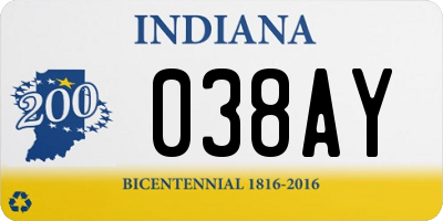 IN license plate 038AY