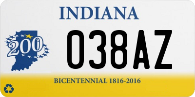 IN license plate 038AZ