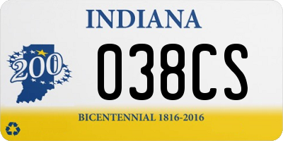 IN license plate 038CS