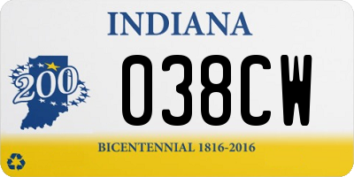 IN license plate 038CW