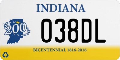 IN license plate 038DL
