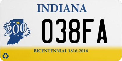 IN license plate 038FA