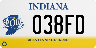 IN license plate 038FD