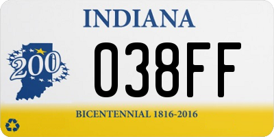 IN license plate 038FF
