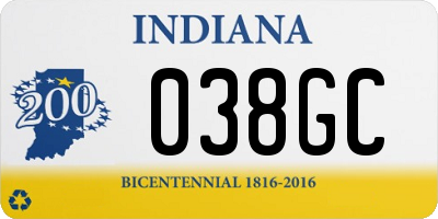 IN license plate 038GC