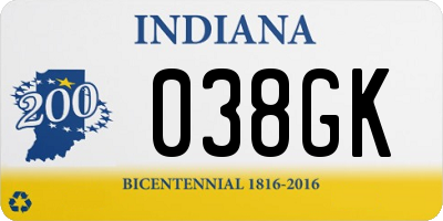 IN license plate 038GK