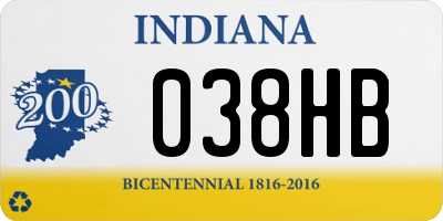 IN license plate 038HB