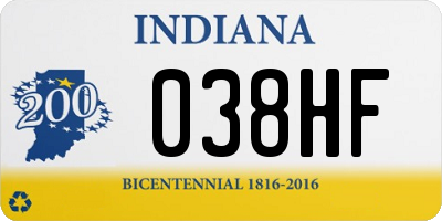 IN license plate 038HF