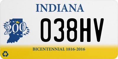 IN license plate 038HV