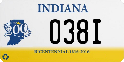 IN license plate 038I