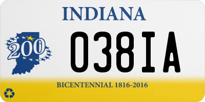 IN license plate 038IA