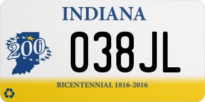 IN license plate 038JL