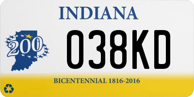 IN license plate 038KD