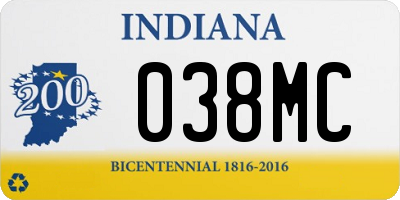 IN license plate 038MC