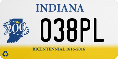 IN license plate 038PL