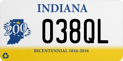 IN license plate 038QL