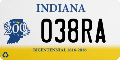 IN license plate 038RA