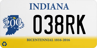 IN license plate 038RK