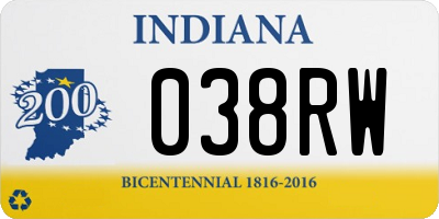IN license plate 038RW