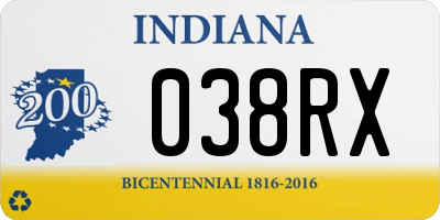 IN license plate 038RX