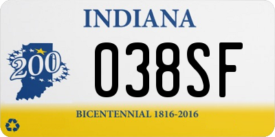 IN license plate 038SF