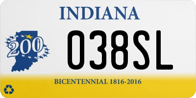 IN license plate 038SL