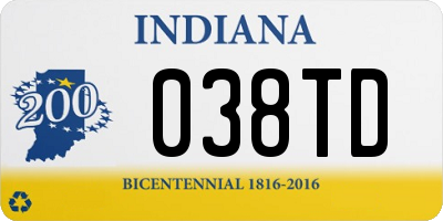 IN license plate 038TD