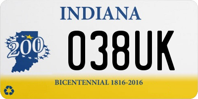 IN license plate 038UK