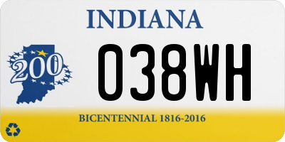 IN license plate 038WH