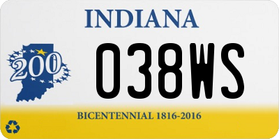 IN license plate 038WS