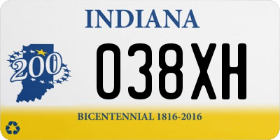 IN license plate 038XH