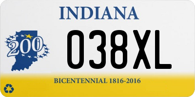 IN license plate 038XL
