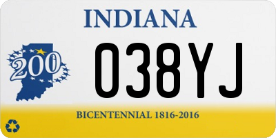 IN license plate 038YJ