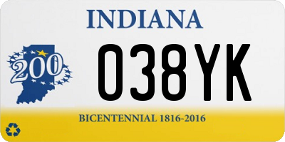 IN license plate 038YK