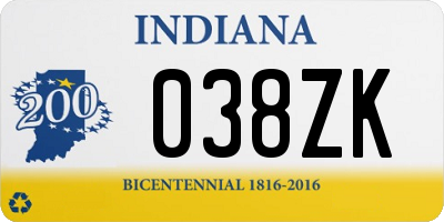 IN license plate 038ZK