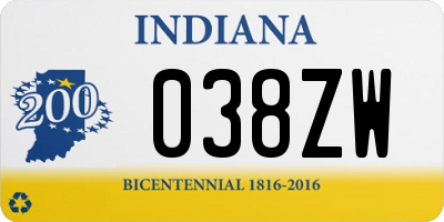 IN license plate 038ZW