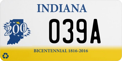 IN license plate 039A