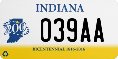 IN license plate 039AA