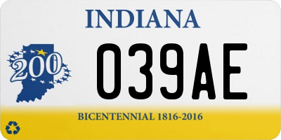 IN license plate 039AE