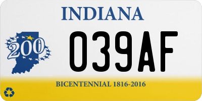 IN license plate 039AF