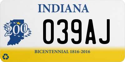 IN license plate 039AJ