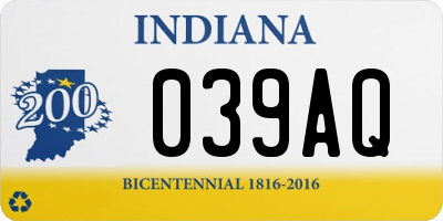 IN license plate 039AQ