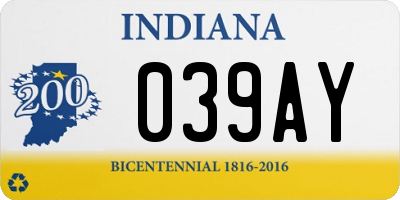 IN license plate 039AY