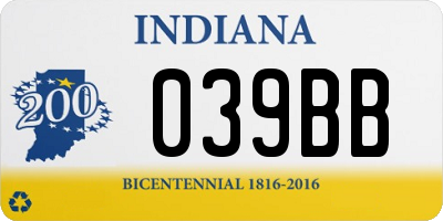 IN license plate 039BB