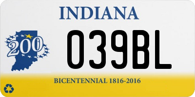 IN license plate 039BL