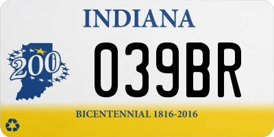 IN license plate 039BR