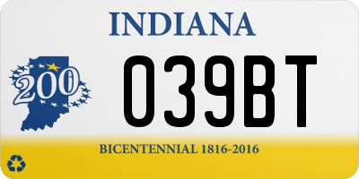 IN license plate 039BT