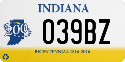 IN license plate 039BZ