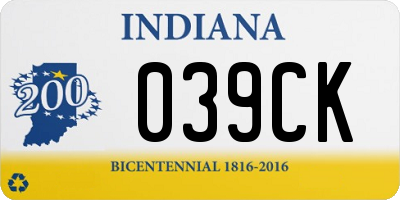 IN license plate 039CK