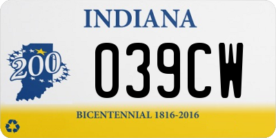 IN license plate 039CW